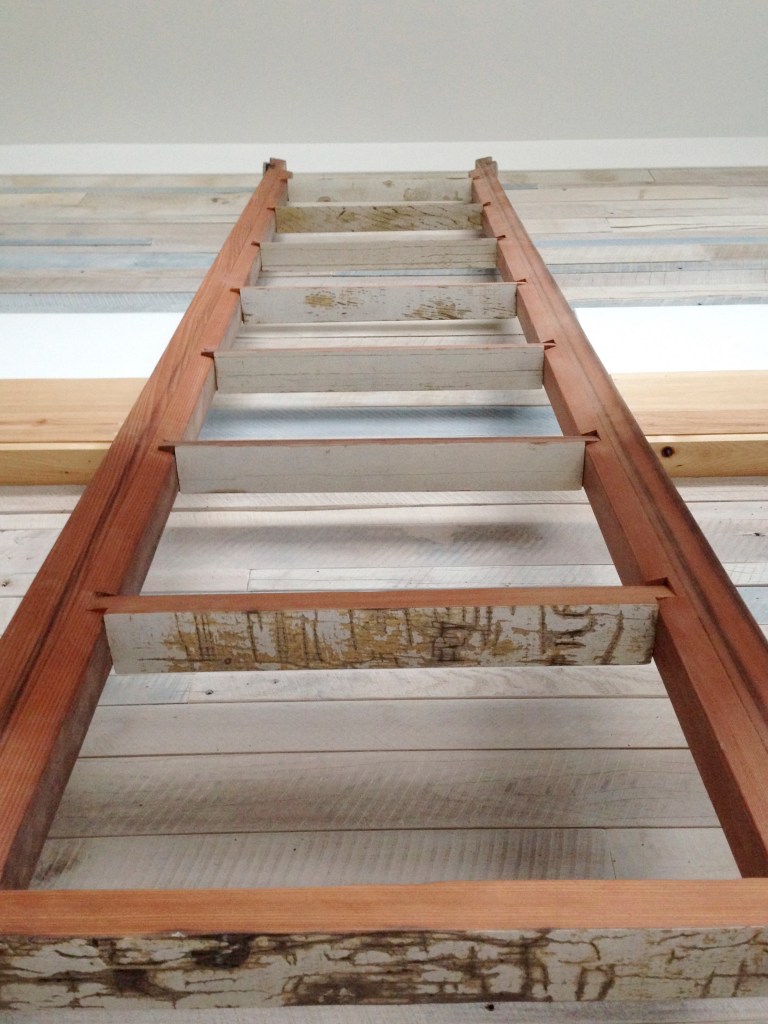 reclaimed red wood to produce a usable and functional indoor ladder
