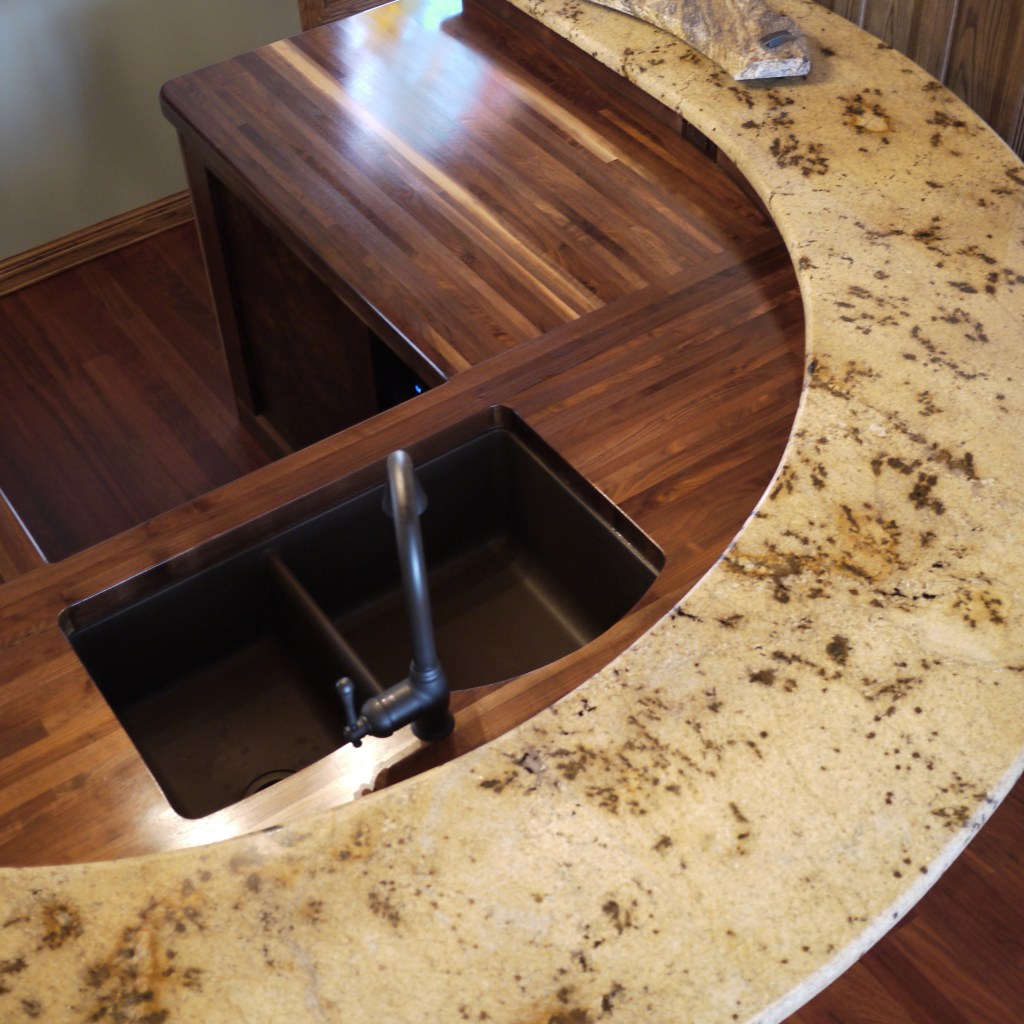 Walnut glue up countertop with variety of wood grain